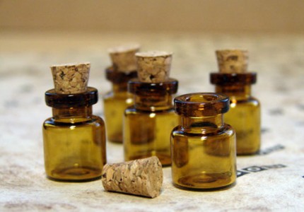Miniature Amber Apothecary Bottles