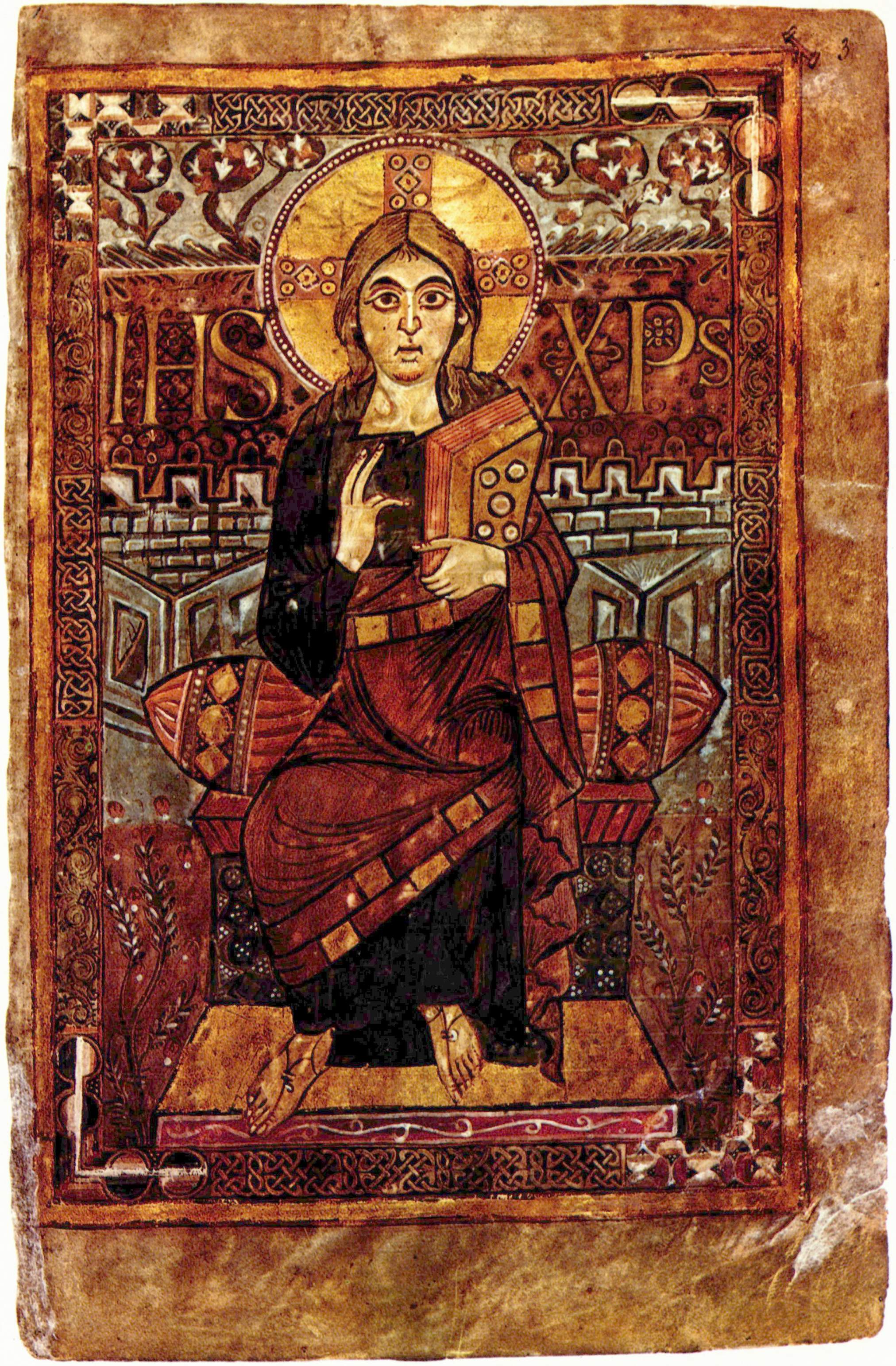 Christ in Majesty, miniature of Christ in the Godescalc Evangelistary