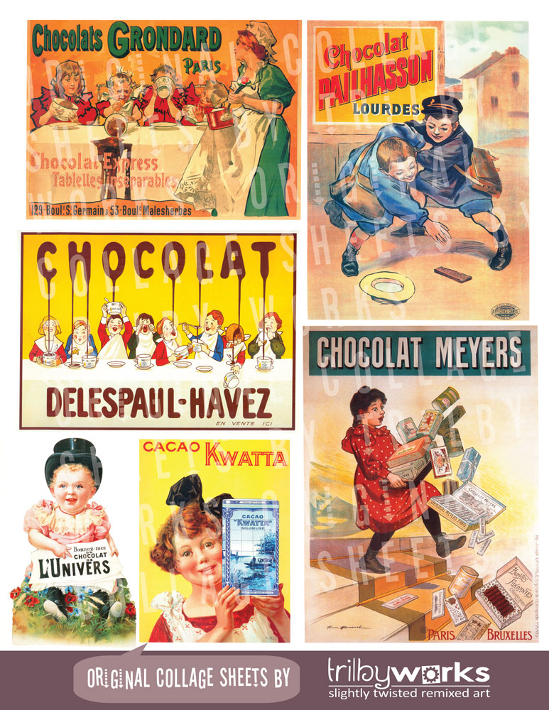 Vintage French Chocolate Posters Collage Sheets – Trilby Works
