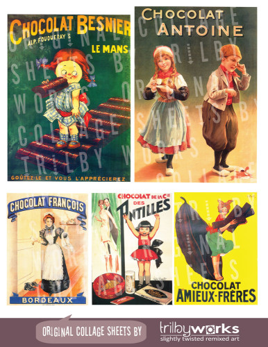 Vintage French Chocolate Posters Collage Sheets – Trilby Works