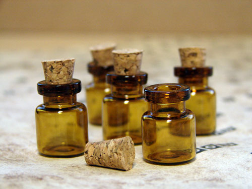 Miniature Amber Apothecary Bottles