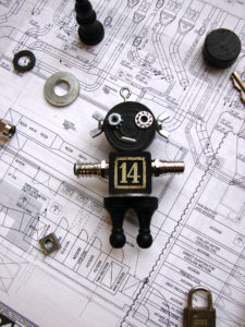 Black 14 Robot Ornament by Trilby Works