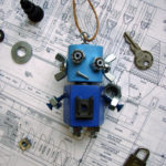 Blue Confused Robot Ornament