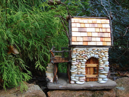 Beach Pebble Stacked Stone Fairy House