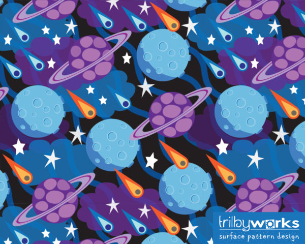 Many Blue Moons Planets and Stars Coordinate by Trilby Works