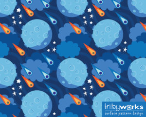Monster Stripe and Dot Coordinates, Moon and Comets by Trilby Works