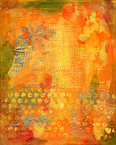 Orange & Green Shades Background for Collage Painting