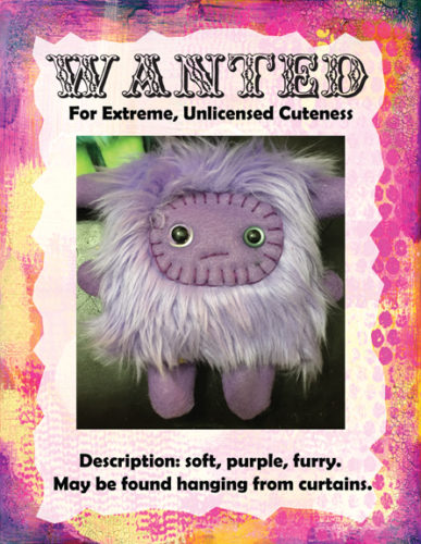 Plush Monster Wanted Poster, Lavender Guy, by Trilby Works