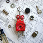 Red Gear Robot Ornament