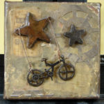 Small Mixed Media Assemblage Art on Canvas, 3