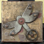 Small Mixed Media Assemblage Art on Canvas, 6