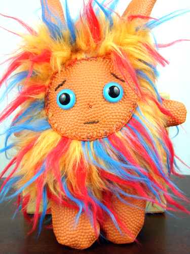 Worried Orange Plush Faux Fur Monster